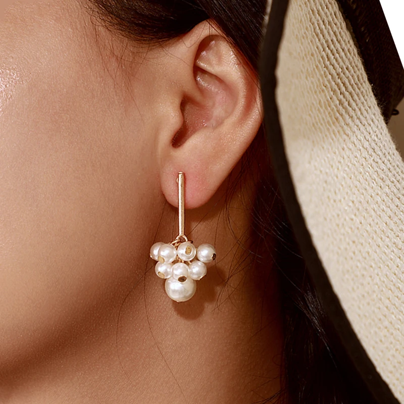 Tocona Korean Fashion Pearl Drop Earring for Women Gold Metal Vintage Earrings Wedding Gift Jewelry 2019 8281 | Украшения и