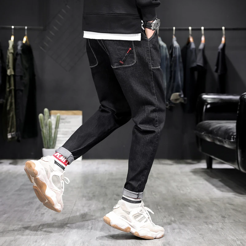 Новая мужская одежда 2020 мужские джинсы шаровары джинсовые потертые повседневные