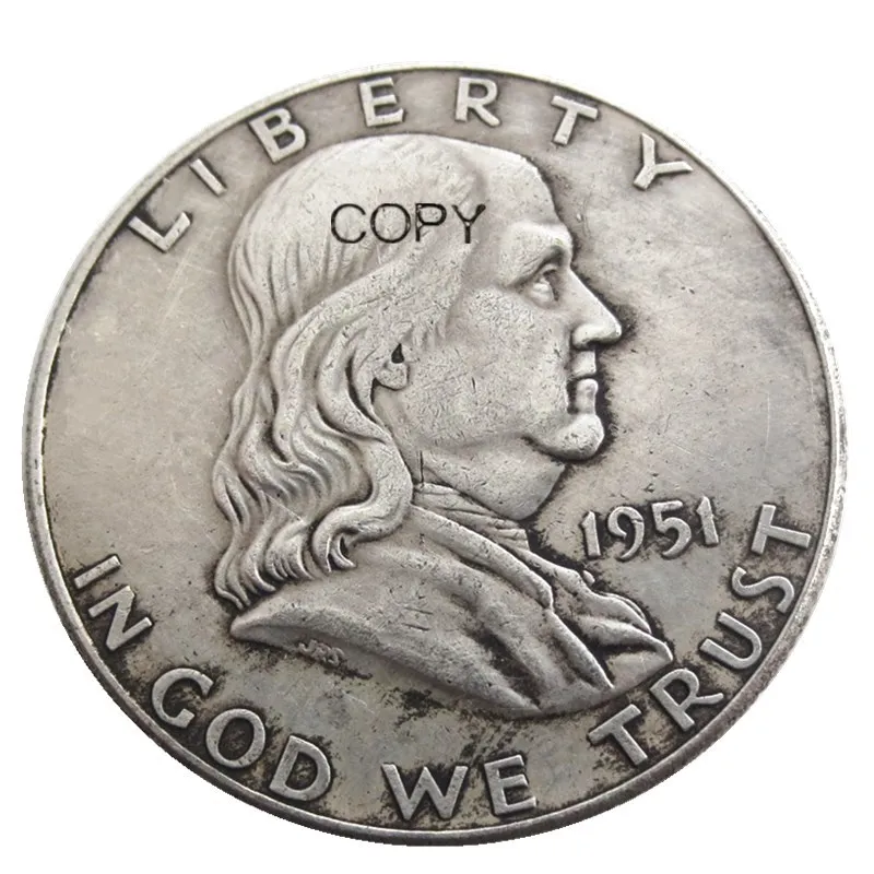 США 1951 P/S/D Франклин полдоллара Посеребренная копия монет | Дом и сад