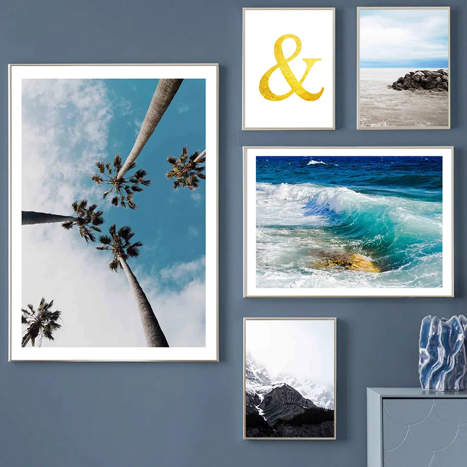 

Palm Ocean Wave Reef Sky Mountain Cloud Wall Art Canvas Painting Nordic Posters And Prints Wall Pictures For Living Room Decor
