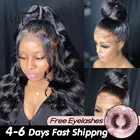 Предварительно Beeos 360 кружевных фронтальных париков объемная волна 13x4 полный парик шнурка глубокая синтетические волосы на кружеве 150 Плотность отбеленные Волосы Remy