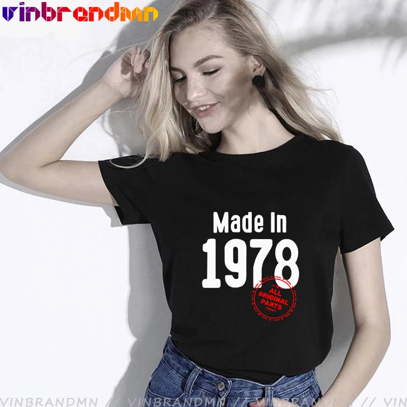 

Сделано в 1978 все оригинальные запасные части для День рождения Футболка юбилей Новинка T рубашки для женщин на зиму, большие размеры матери ...