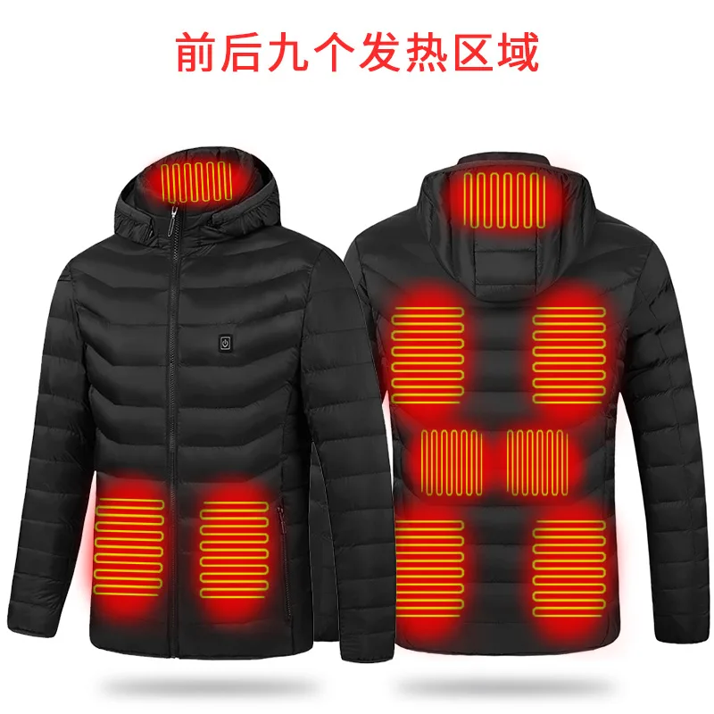 

Мужская стеганая куртка с капюшоном и USB-подзарядкой, зима 2022