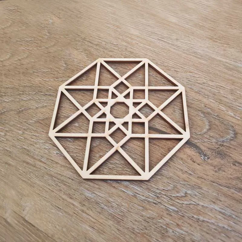 Подставка Tesseract Vesica с гравировкой деревянная тарелка священной геометрической