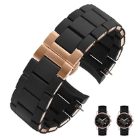 steel in silicone watchband for armani ar5890 ar5889 ar5858 ar5920 ar5868 ar8023 watches band man 23mm woman 20mm straps