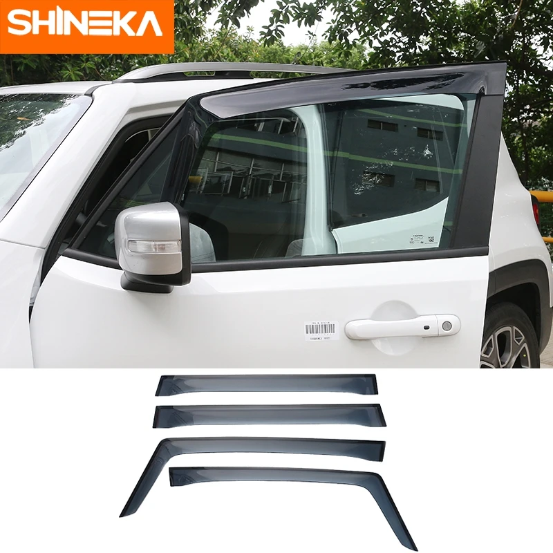

SHINEKA Car Rain Shield Deflectors Awning Trim Window Visor Cover Exterior Accessories Fit For Jeep Renegade 2016 2017 2018 2019