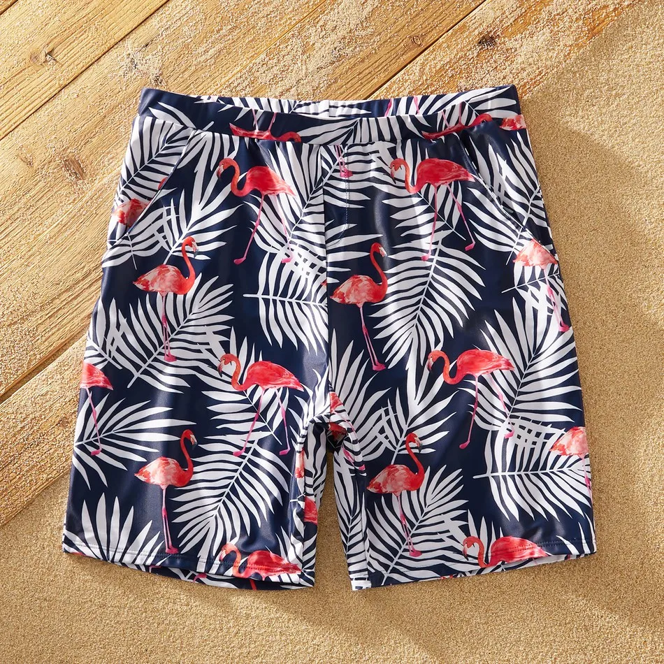 

PatPat 2021 New Summer Tankini Flamingo and Palm Leaves Family Matching Swimsuits Family Look Clothing
