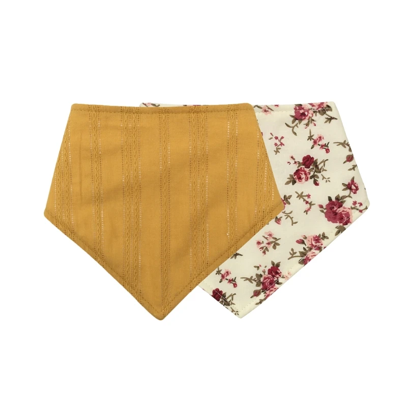 Baberos con estampado Floral de doble cara para ni&ntilde;os y ni&ntilde;as, pa&ntilde;uelo impermeable de algod&oacute;n y lino, toalla para Saliva, pa&ntilde;uelo, regalos para Baby Shower-1