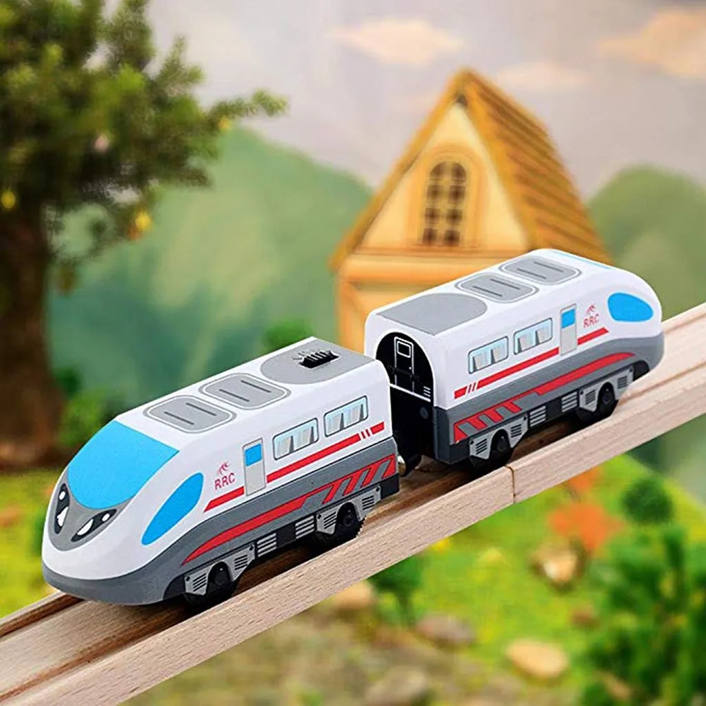 

New Electric Train Magnetic Track Hape Steam-era Freight Train Classic Children's Locomotive Toy For Thomas Brio Wooden Track