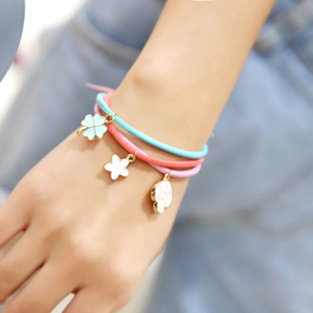 Корейская многослойная резинка для волос с бантом подвеска милым котом и сердцем