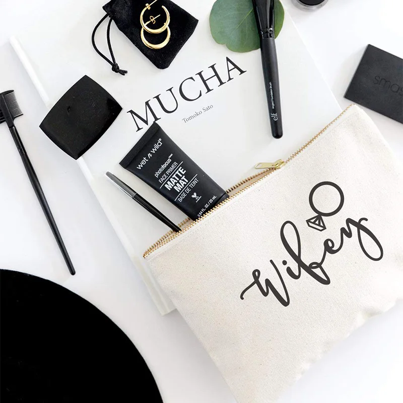 Wifey косметичка для макияжа медовый месяц свадебное помолвка Свадебное