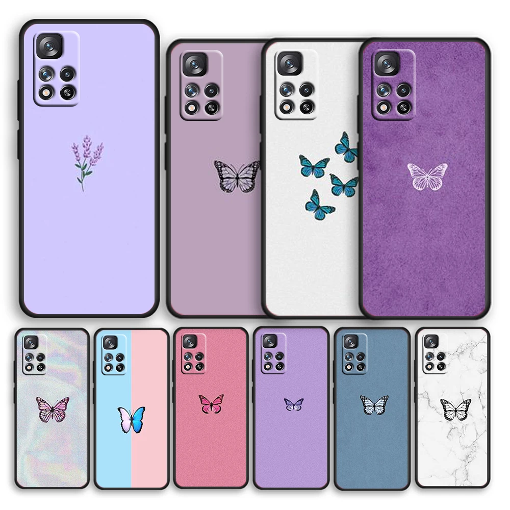 

Purple Butterfly Wallpaper For Redmi 10 K40 K30 Ultra Pro Gaming 9T 9AT 9A 9C 10X Pro 10X GO Silicone Soft Black Phone Case