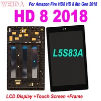8 0 for amazon fire hd8 hd 8 8th 2018 l5s83a lcd display touch screen digitizer assembly with frame for amazon fire hd 8 2018