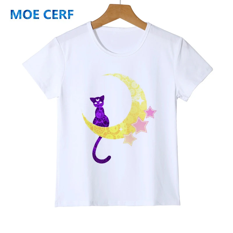 

Funny Children's Summer Sailor Moon T Shirt Cute Cat Tshirt Cartoon Top Tees Kid Fashion 3D Kawai Design T shirt Y28-3