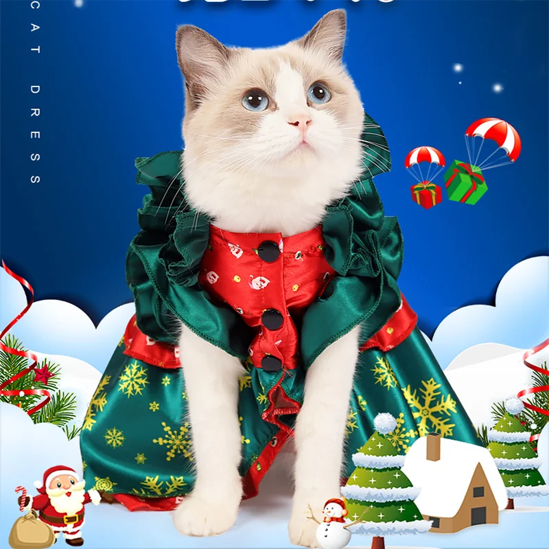 

Рождественские костюмы для кошек, накидка для кошек, забавная одежда Санта-Клауса для маленьких кошек, собак, Рождественская Новогодняя оде...
