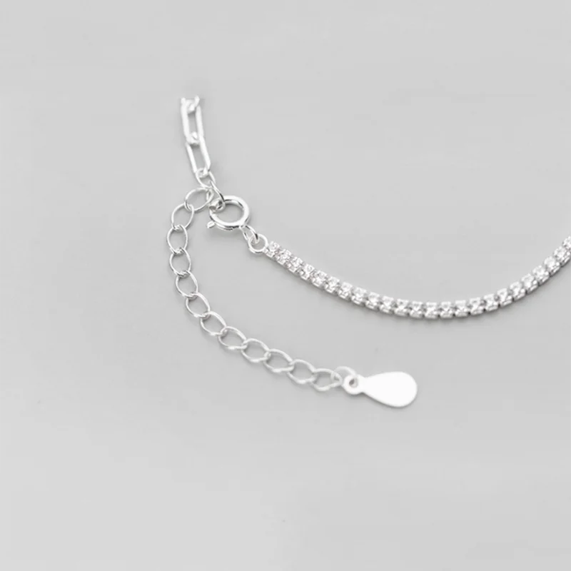 

A00991 Pave Zircon Cuban Chain Charm Bracelet&Bangle for Women Real 925 Sterling Silver Chic Wedding Jewelry Accessories