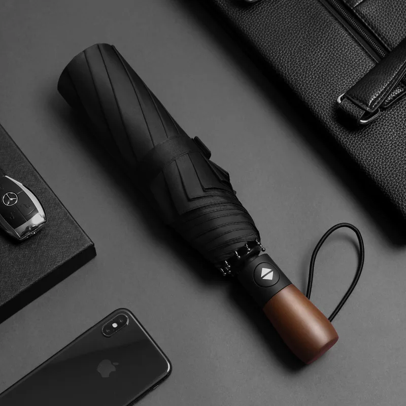 

Мужской деловой Зонт с деревянной ручкой в стиле ретро