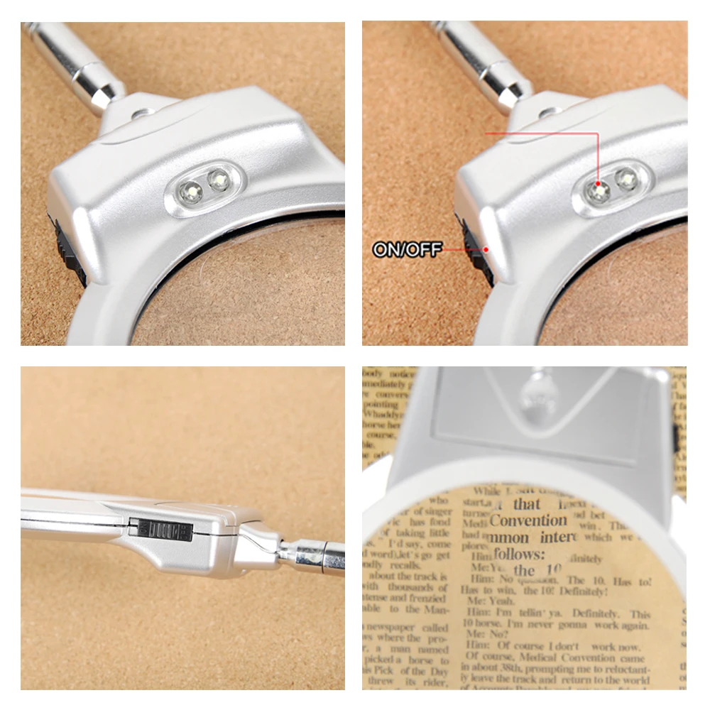 Регулируемая увеличительная линза с зажимом настольная светодиодсветодиодный