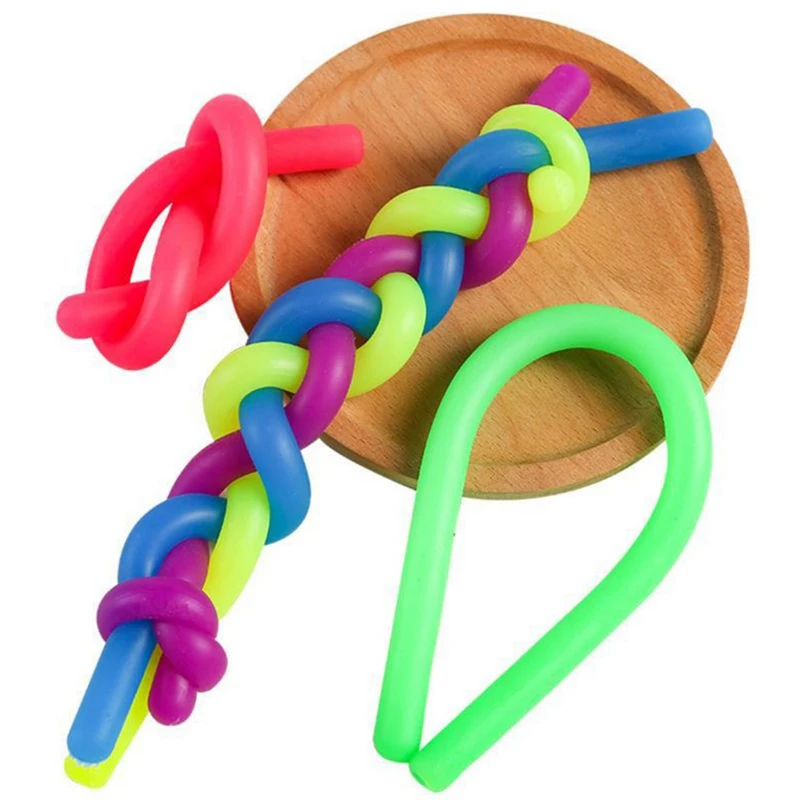 Juguete de descompresi&oacute;n para ni&ntilde;os y adultos, cuerda el&aacute;stica de goma suave para aliviar el estr&eacute;s, 4 Uds.-0