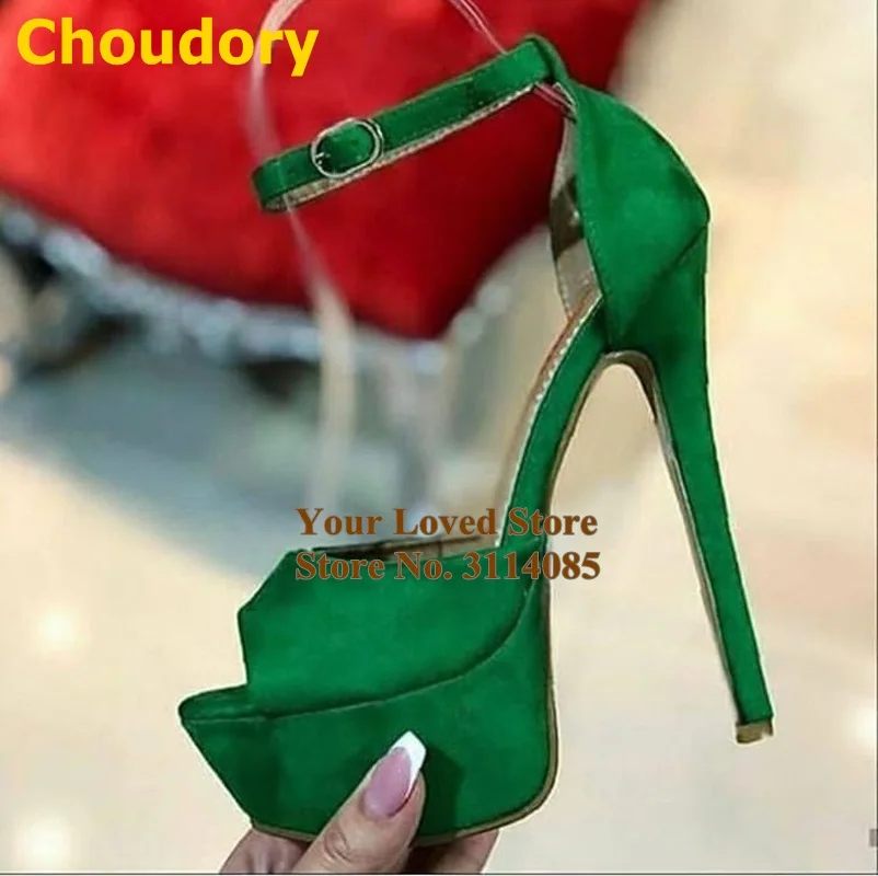 Choudory/оранжевые замшевые босоножки на платформе Неоновые желтые зеленые летние