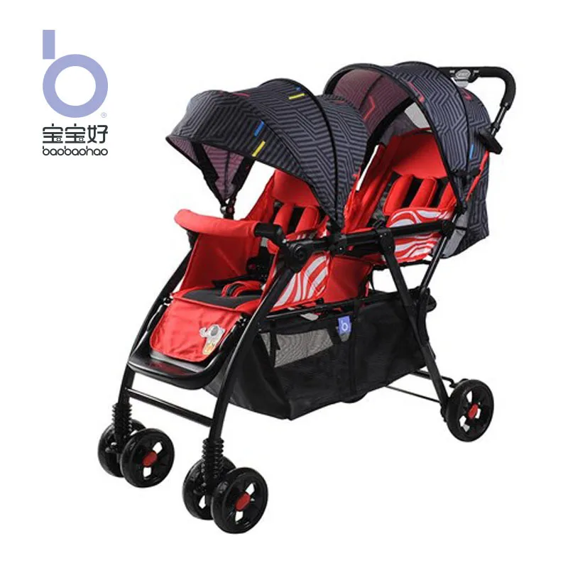 Foldable Twin Baby Stroller Double Baby Can Sit and Lay Lightweight Folding Stroller Travel  Stroller Car Seat   Twin Stroller