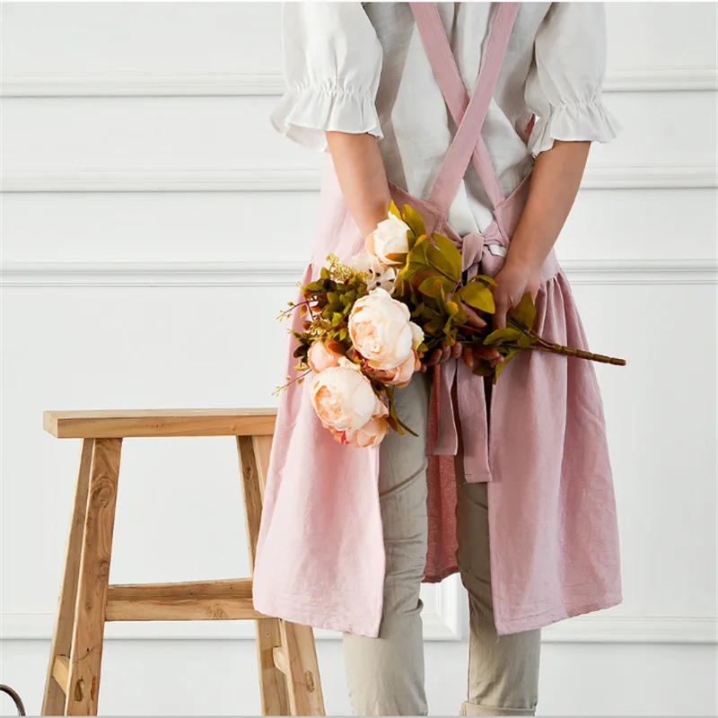 Saim домашней кухни цветочный фартук из хлопка и льна кухонный для кафе женское