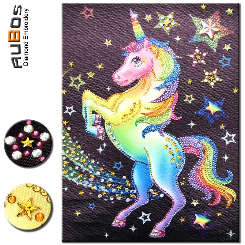 Алмазная 5D картина RUBOS сделай сам с единорогом мультяшная вышивка большие