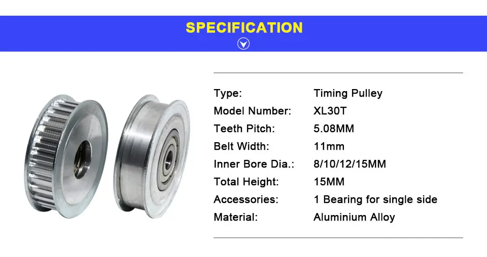 LUPULLEY XL 30T зубов холостой шкив колеса диаметр 8/10/12/15 мм алюминиевый Шестерни зубы 30 Ширина 11 мм 3D принтеры Запчасти
