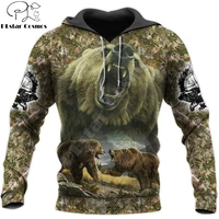 bear hunter pattern 3d all over printed mens autumn hoodie sweatshirt unisex streetwear casual zip jacket pullover kj625