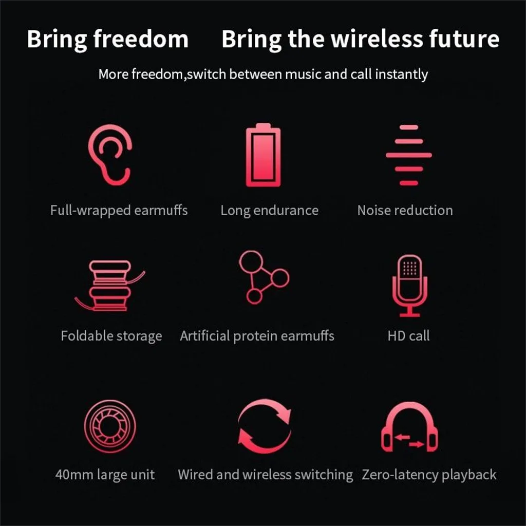 Складные беспроводные Bluetooth-наушники с микрофоном стереонаушники супер басами