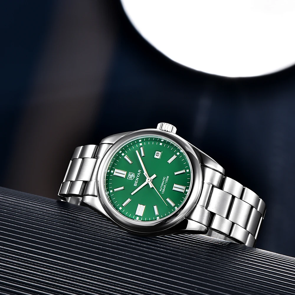 Часы мужские механические водонепроницаемые 10 бар из нержавеющей стали |