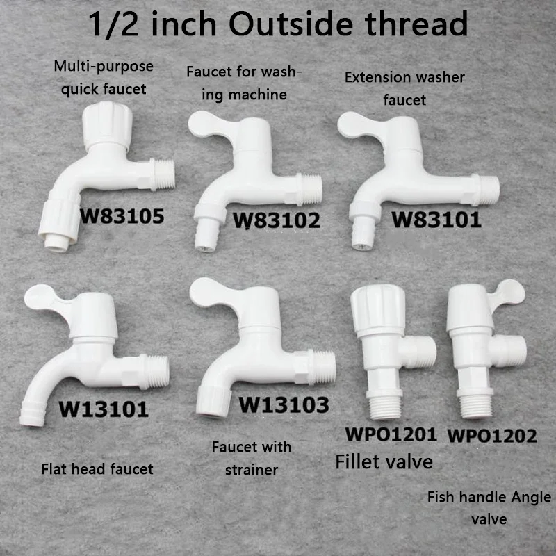 

Plastic Faucet Valve Male Thread Transparent Faucet PVC Water Tap Garden Irrigation Connector Washing Machine Water Valve 1 Pcs