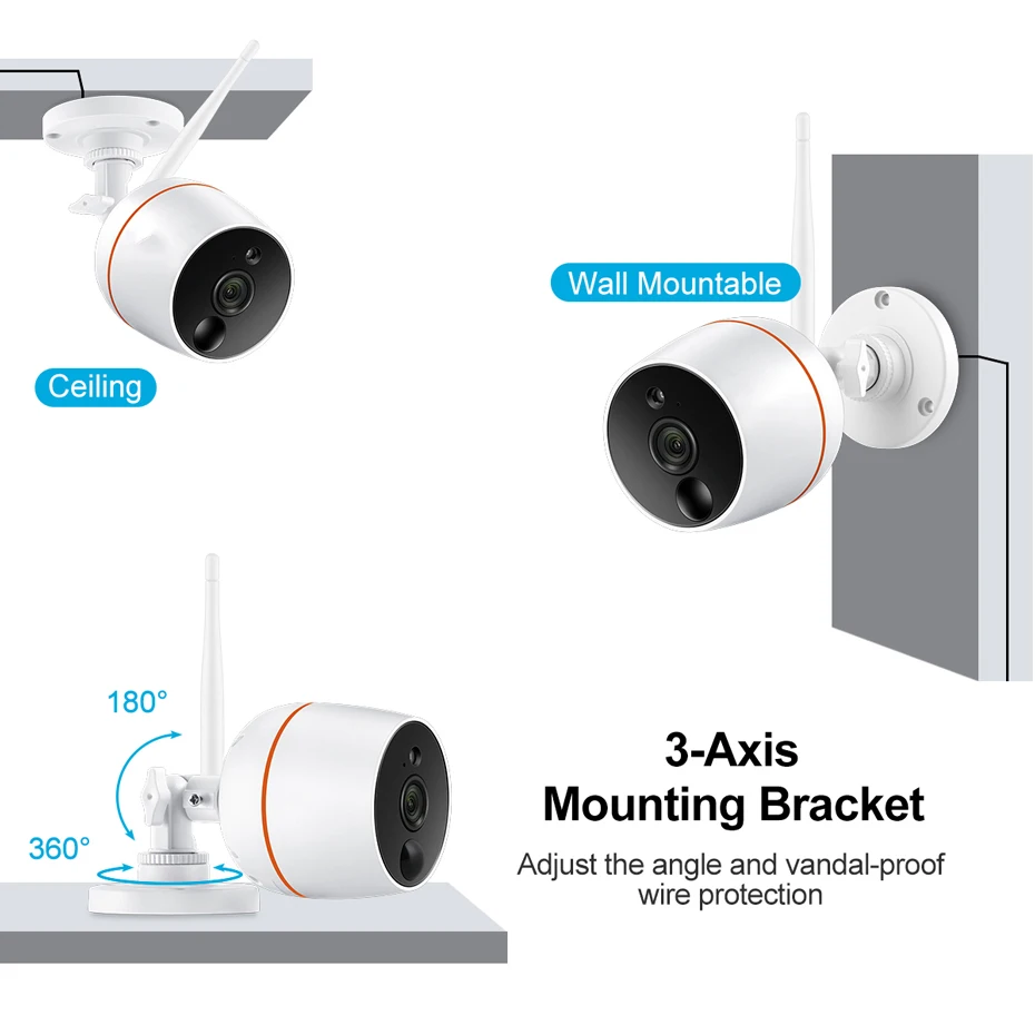 Wifi Camera Wireless NVR Surveillance-Kit Cctv-System Video-Security Outdoor SD Card Two Way Audio System 1080P 7" Touch Screen