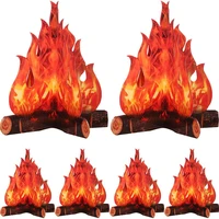 for camping theme party artificial fire flame 3d decorative cardboard campfire centerpiece fire party decoration