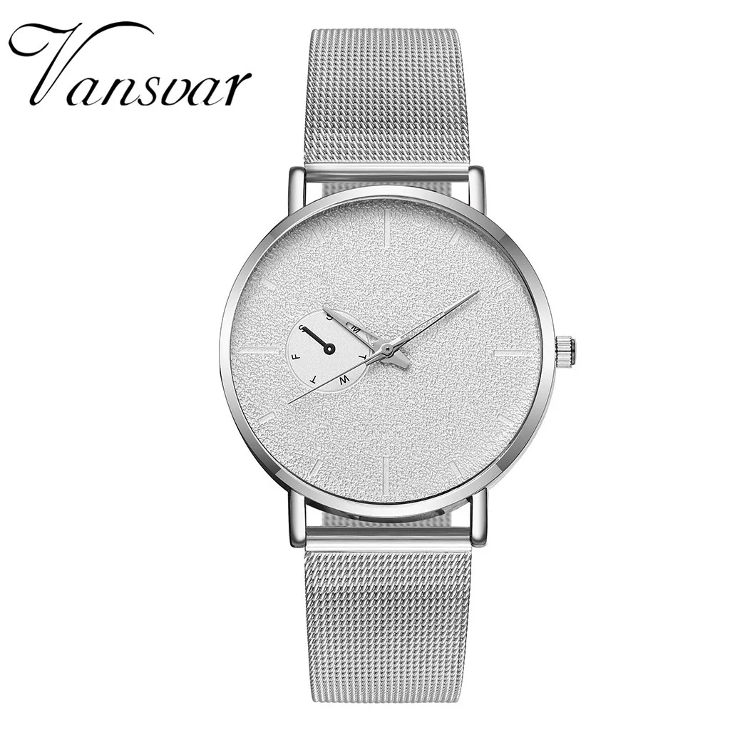 

Часы Vansvar мужские ультратонкие, модные простые Роскошные Кварцевые наручные, с сетчатым ремешком из нержавеющей стали, подарок для мужчин, ...