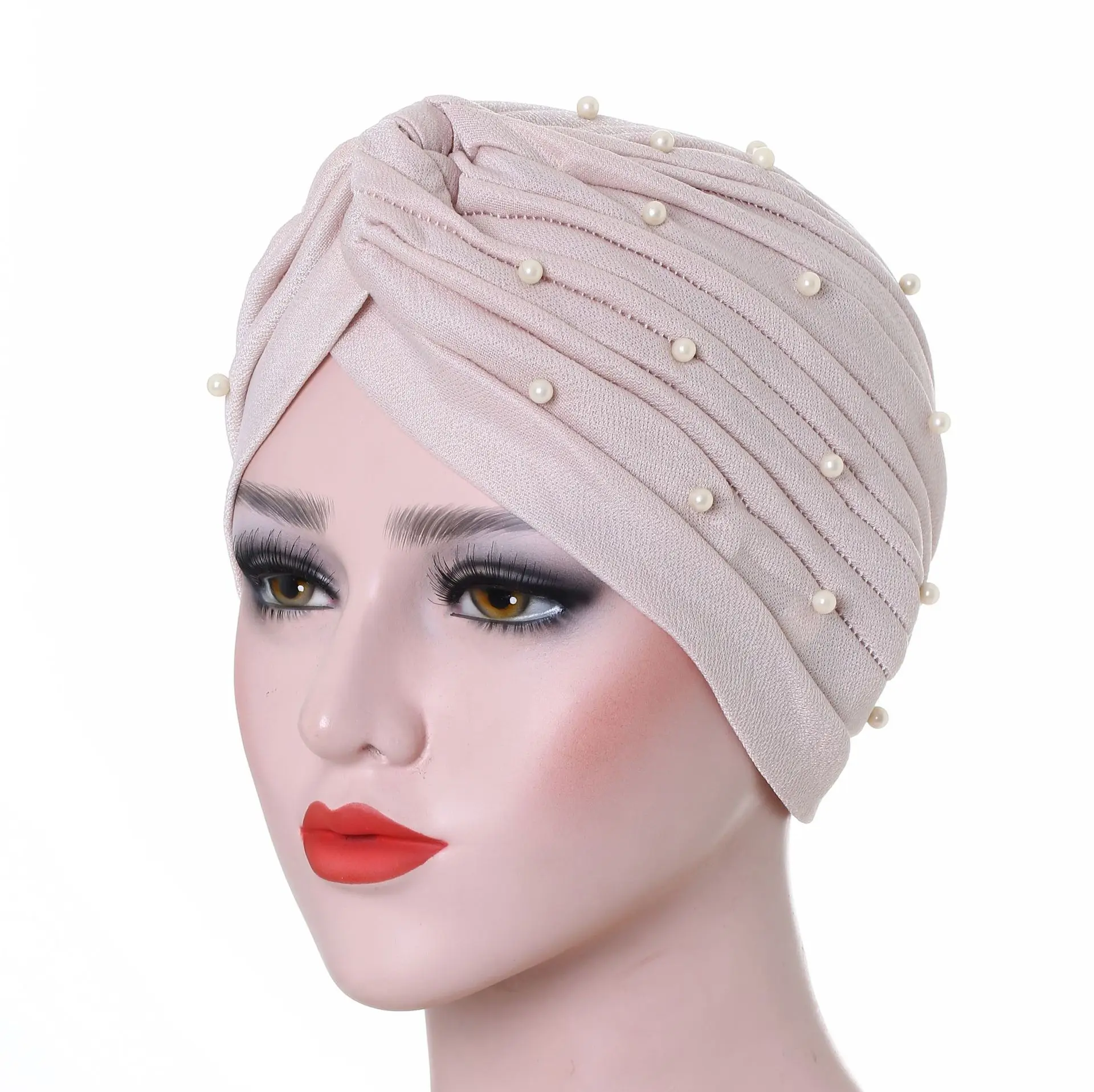 

New Fashion Women Starry Sky Beaded Stretchable Turban Hat Head Cover Headband Ladies Turbante