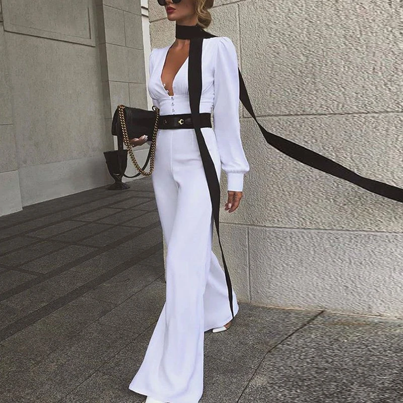 Женский Повседневный комбинезон с широкими штанинами Облегающий длинным