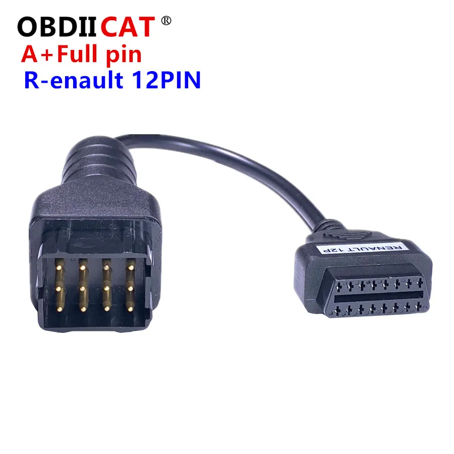 

A++ quality full 12Pin to 16Pin OBD OBDII 2 Connector OBD Car Diagnostic Adapter Converter Cable
