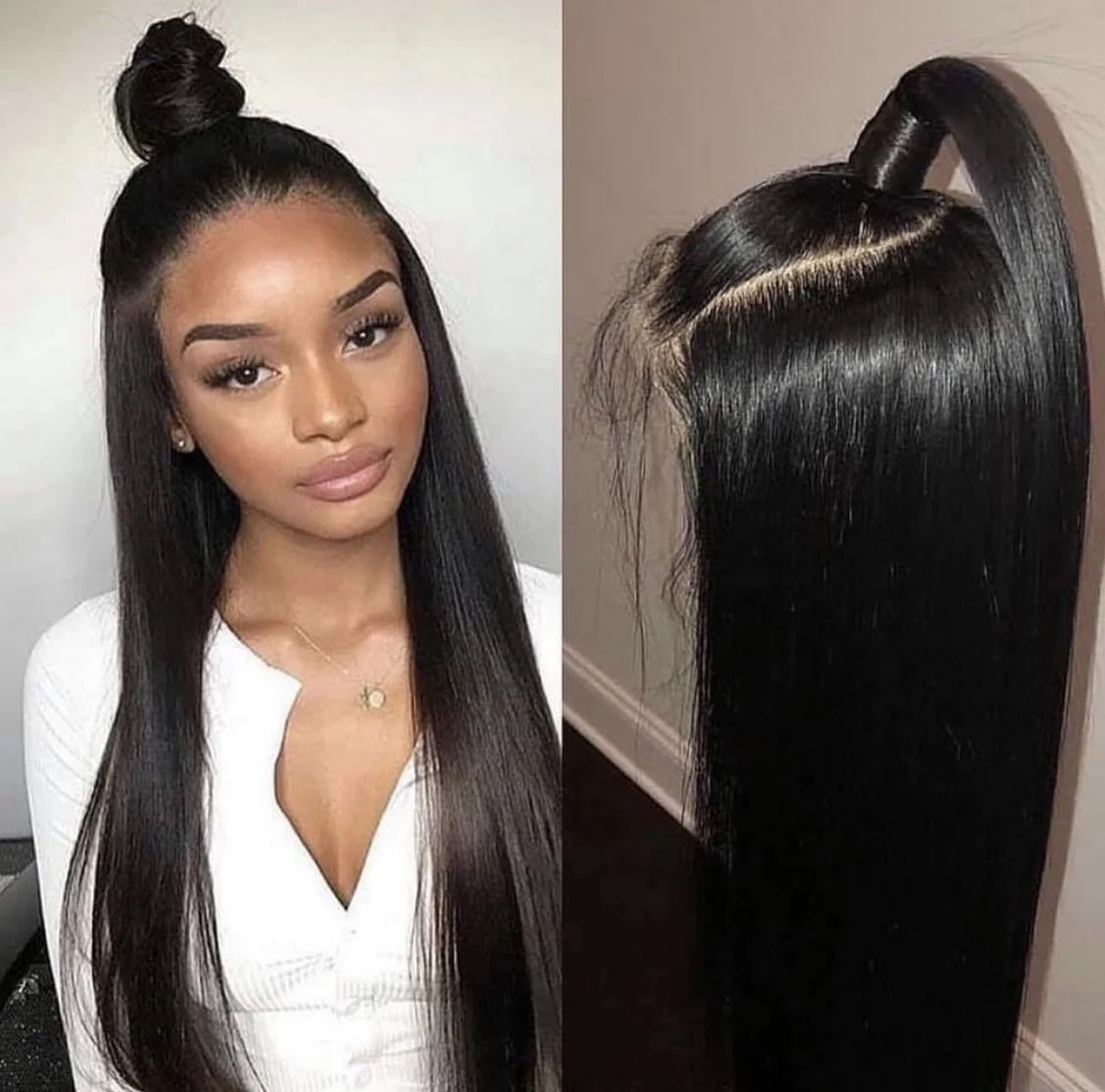 Synthetic Hair Lace Front Wigs With Baby Hair Straight Gluel
