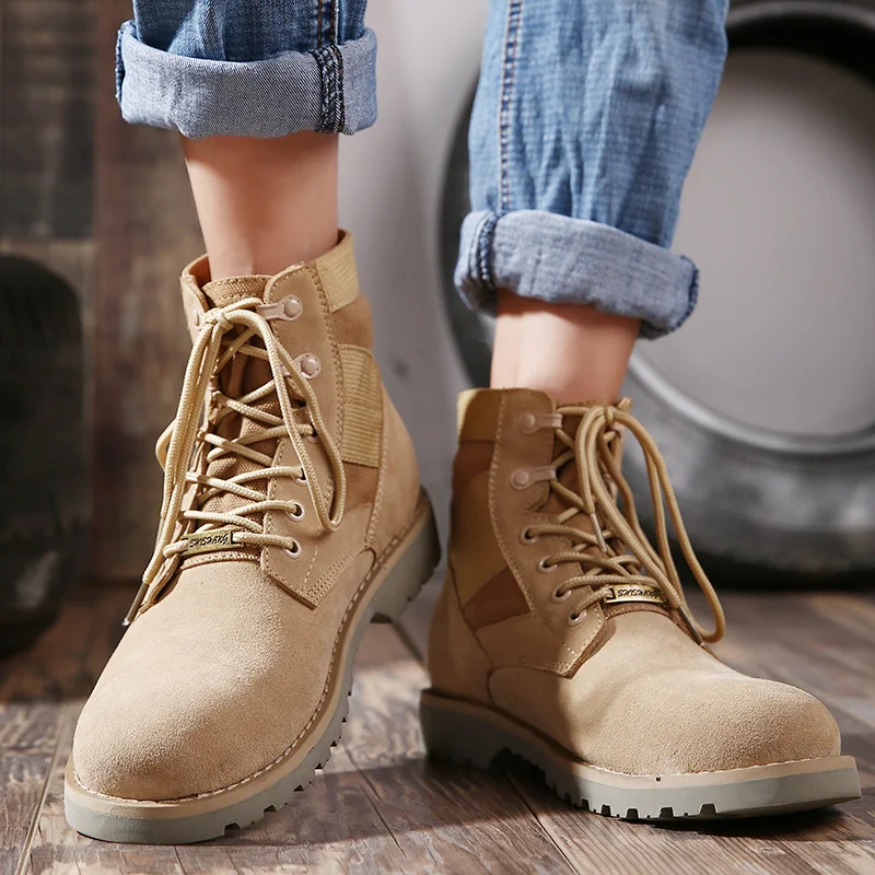 2021 Модные ботильоны Мужская обувь Повседневная замшевая Уличная из натуральной