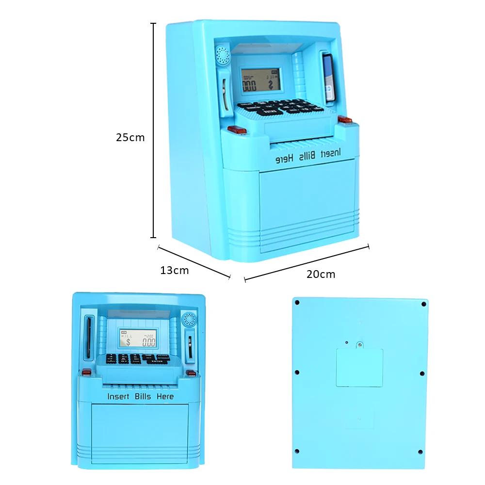 

Simulation ATM Piggy bank US Dollar Cash Deposit Machine Automatic Banknote Money Bank LCD Screen ATM Money Boxes Pink