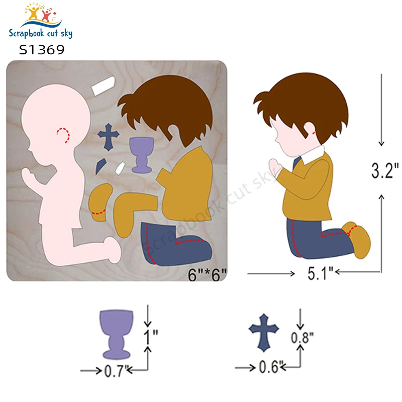 

Деревянная форма для скрапбукинга S1369 Muyu для мальчиков и крестов, режущие штампы, подходят для общего рынка машин