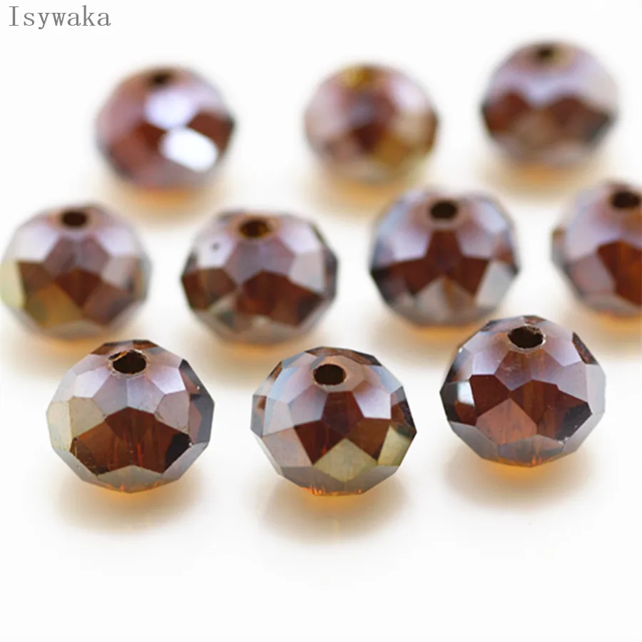 Isywaka Deep Brown Color 6*8mm 65pcs Rondelle Austria faceted Crystal Glass Bead Loose Round for Jewelry Making | Украшения и