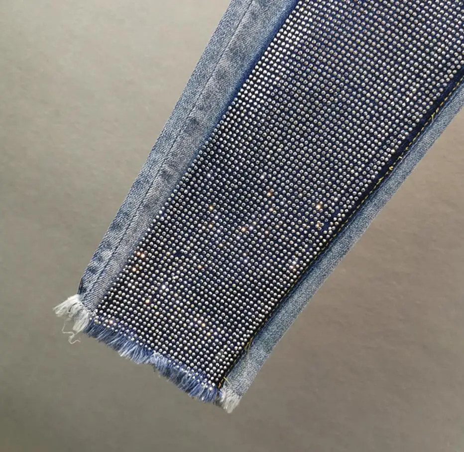 

Women Jeans new Spring patch Rhinestone High Waist Stretch Slim-Fit Denim Pencil Pants female streetwear skinny Jeans r364