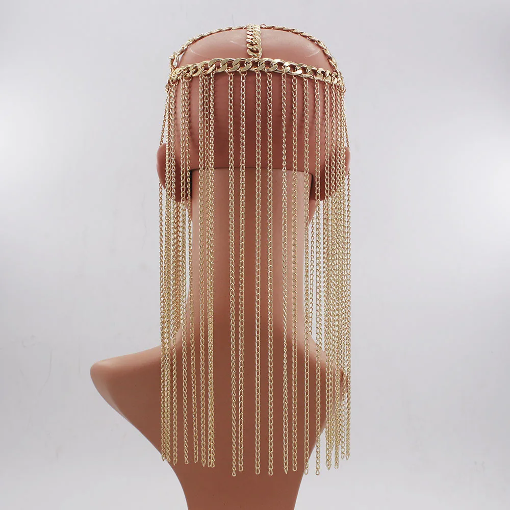 WKOUD EAM Женская длинная металлическая цепочка с кисточками темпераментная маска