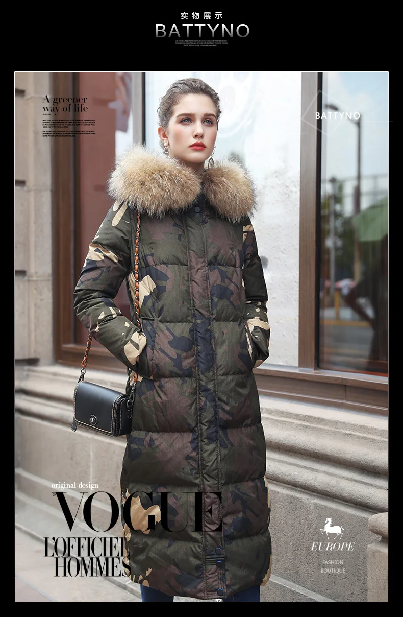 Tcyeek Winter Coat Women Clothes Streetwear X-long Duck Down Jacket Female Ladies Thick Warm Jacket+raccoon Fur Hooded 5203