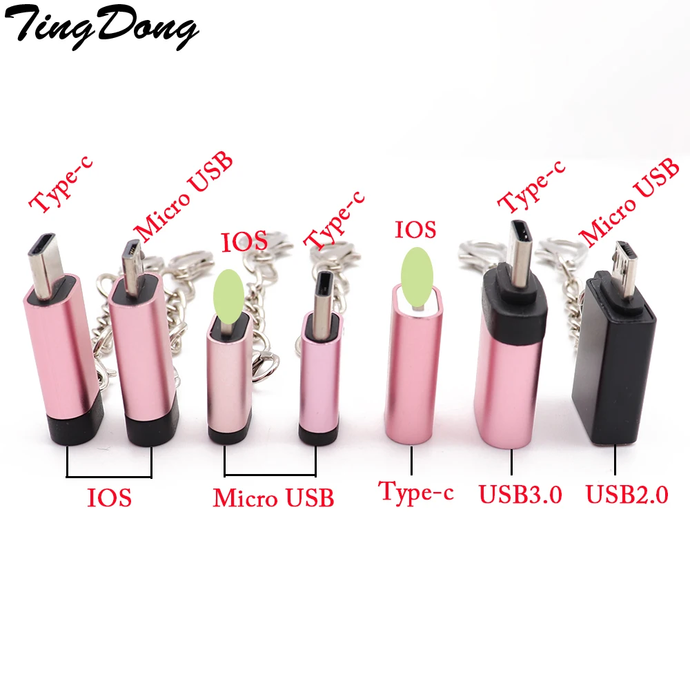 Адаптер преобразователь TingDong Micro USB для iPhone X 8 7 6 Plus Type C/IOS на адаптер Samsung S8 Xiaomi 9