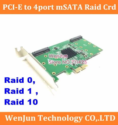 High Quality PCI Express PCI-E X2 to 4port mSATA Raid Card  for 1U chassis support Raid 0, raid 1 and Raid 10