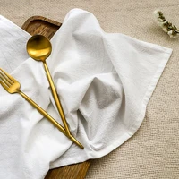 10pcs reusable solid color cotton napkinskitchen tableware washable cloth placematsdining table wedding decor dinner mat