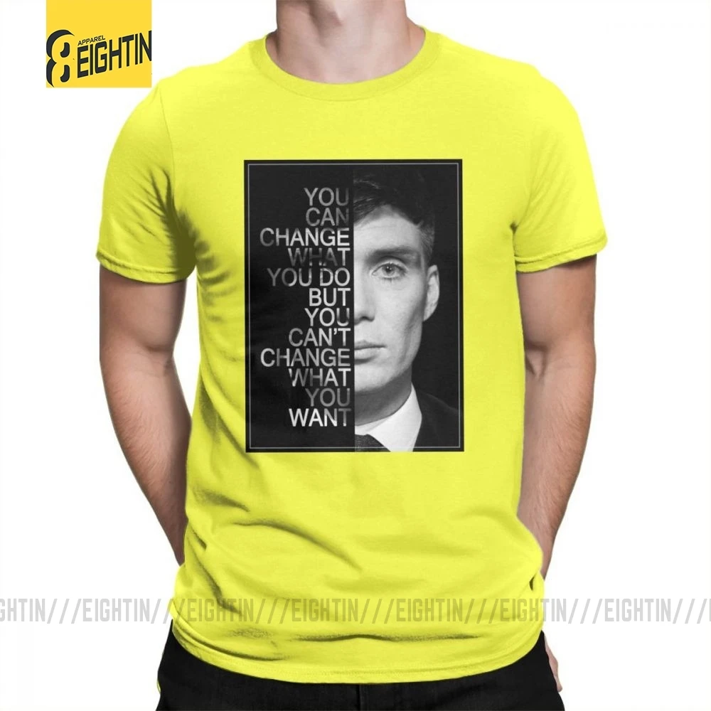 Peaky Blinders мужские футболки с круглым воротником, футболки для отдыха, высокое качество, короткий рукав, хлопок, футболки размера плюс, Популярные - Цвет: Цвет: желтый